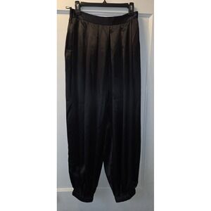 LILYSILK Black 100% Mulberry Silk Pleated Harem Pants Elastic Cuff Pockets Women